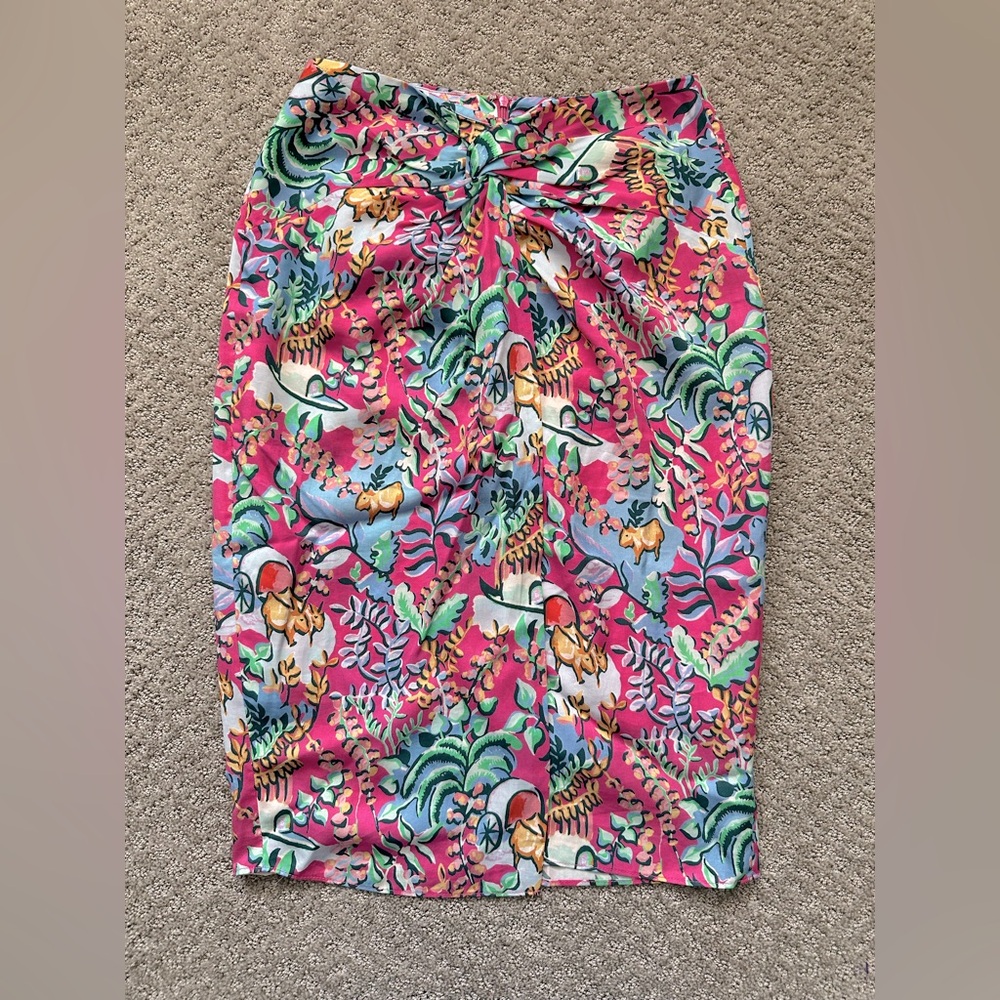 J. McLaughlin Blakely Rose Freshfields Floral Print Twist Tie Knot Skirt - Sz 4